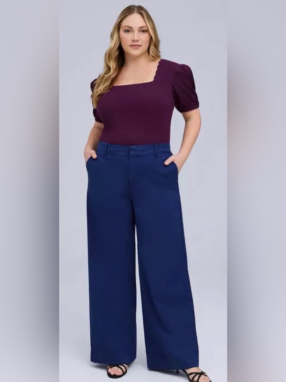 torrid Purple Square-Neck Puff Sleeve Tee - Picture 2 of 7